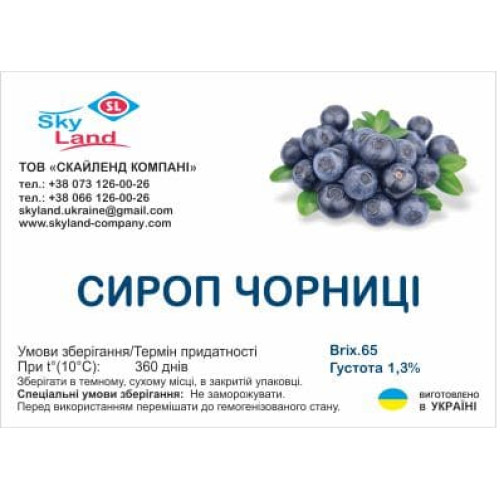 Сироп черники 62-65 Brix густота 1.3 % 1кг Сироп черники 62-65 Brix густота 1.3 % 1кг